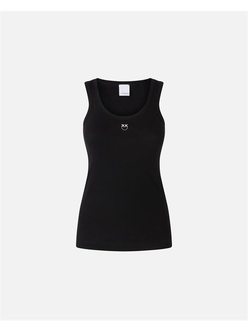 top canottiera a costine con logo uccellini Pinko | 100807 A338Z99